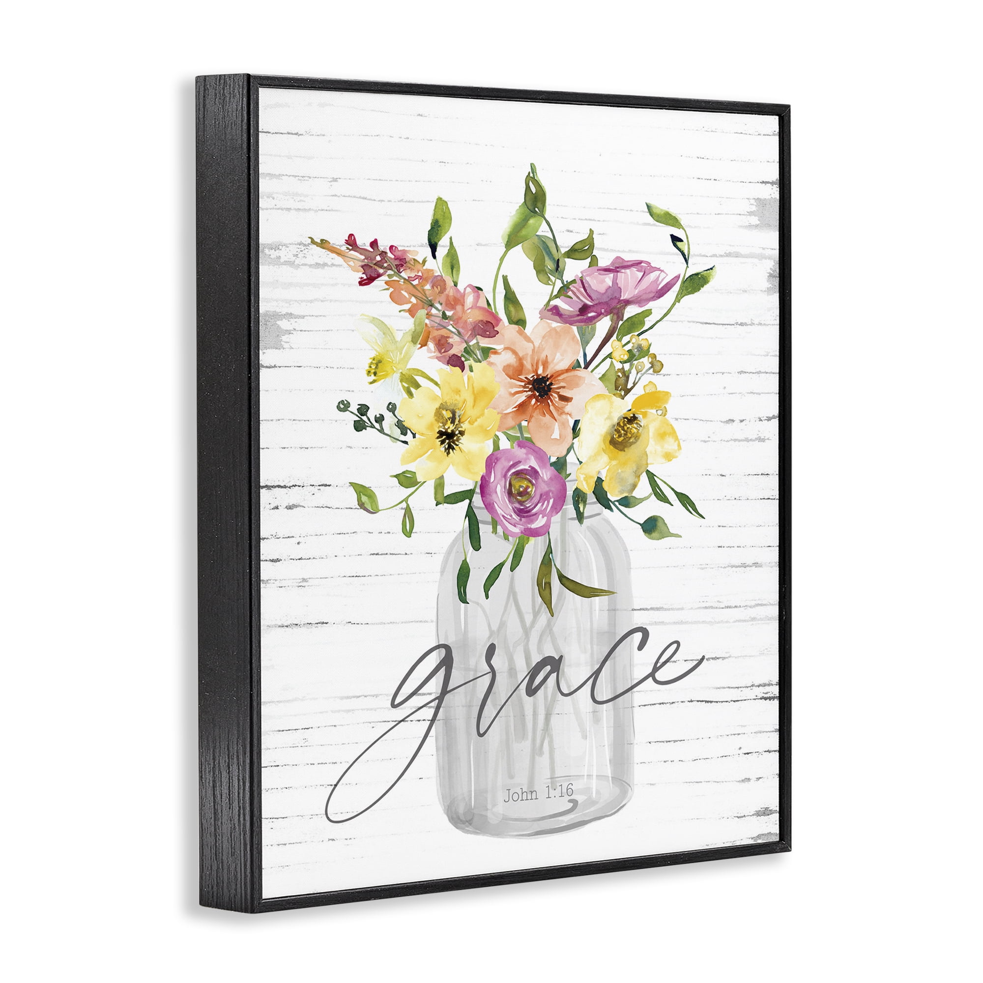 Stupell Industries Spiritual Grace Bouquet Religious Painting Black Framed Art Print Wall Art, 24 x 30