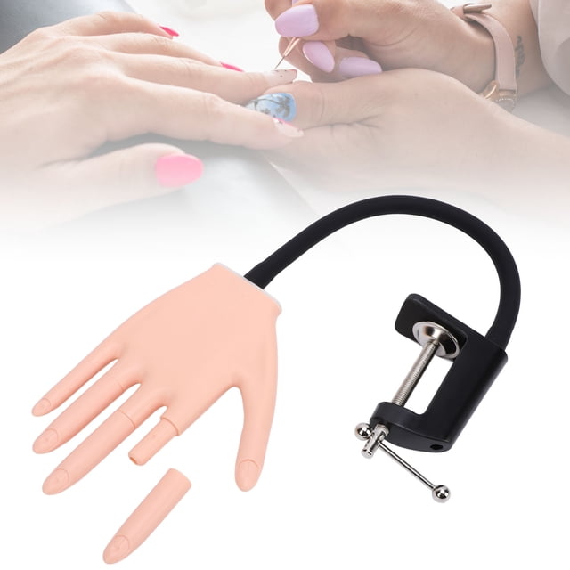 MODOLO DE MANO DE PRÁCTICA DE MANICURA, ESTAY PRÁCTICA FLEXIBLE FLEXIBLE FLEXIBLE FLEABLE MANICURE MANO CON SOPORTE PARA PRINCIANTE
