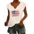 thumbnail image 2 of Sweet Home Farm Patriotic Shirts for Women Summer Beach Vacation Fashion Spring Business Casual Outfits Workout Boho Clothes Short Sleeve Shirts Beige, 2 of 7