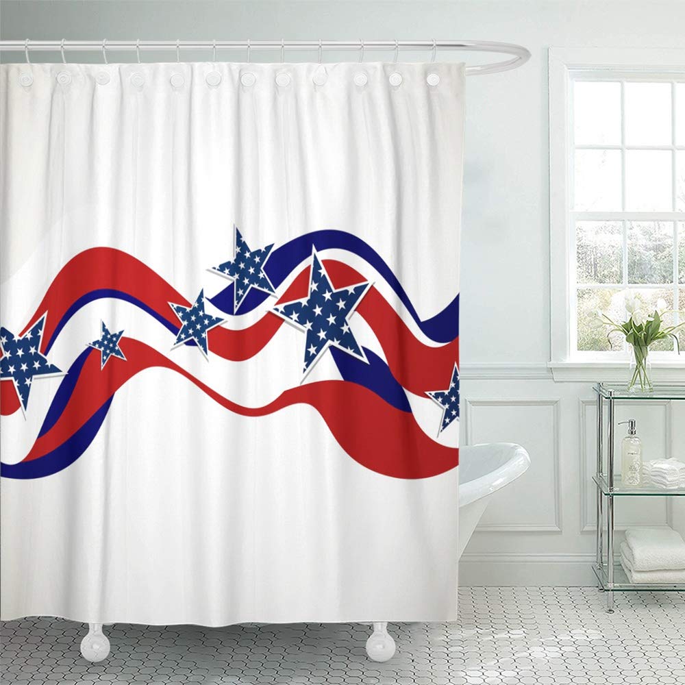 KSADK Blue Flag of Independence Day Design Red American July Fourth Stripes Patriot Shower 