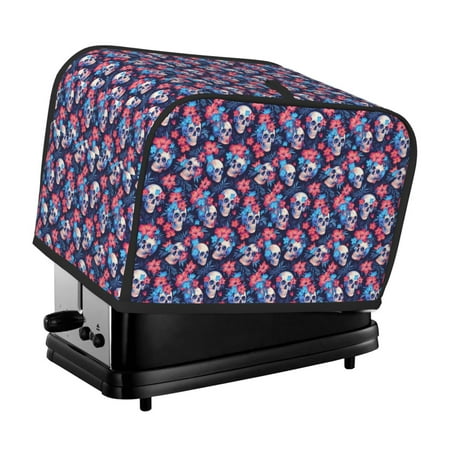 

KLL Skull flower blue Print 2 Slice Toaster Dust Covers Kitchen Small Appliance Cover with 2 Pockets Can hold Jam Spreader Knife & Toaster Tongs (11.4 x 7.9 x 7.5)