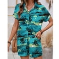 thumbnail image 6 of Youpwaven Women's 2-Piece Hawaii Vacation Set, Tropical Floral Print Short Sleeve Shirt and Shorts, Summer Beach Holiday Button Down Outfit, Casual Loose Fit Loungewear, 6 of 8