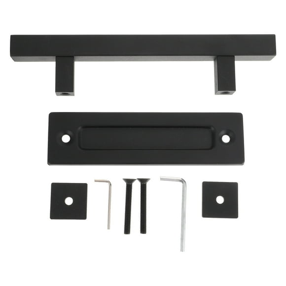 Minkissy 1Set Black Barn Door Knob Sturdy Carbon Steel Handle for Sliding and Furniture Doors