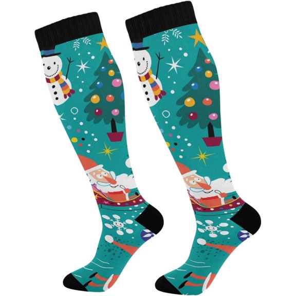 GZHJMY Christmas Compression Socks, Women Men Long Stocking (20-30mmHg), Travel Knee High Stockings for Athletic Sports,Running,Cycling,Nursing