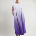 thumbnail image 2 of Pejock Women's Casual Loose Sundress Summer Sleeveless Retro Long Dress Oversized Cotton And Linen Maxi Dresses Solid Crewneck Swing Dress Flowy Tiered Maxi Beach Dress with Pockets S-5XL, 2 of 5