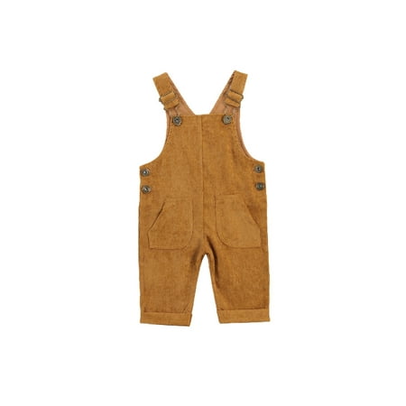 

jaweiw Toddler Kids Baby Boy Girl Corduroy Bib Overalls Suspender Pants Solid Straps Trousers Halter Jumpsuit with Pocket Outfit
