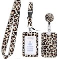 thumbnail image 1 of Plastic Business Card Holder Cute Lanyard ID Holder Retractable ID Holder Lanyard Neck Strap Lanyard with Business Card (Leopard Print), 1 of 4