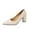 Beige, variant on Fesfesfes White Shoe Korean Style Fashion High Heel Shoes Pointed Toe Thick Heel Shallow Peep-Toe Shoes Women 4.5(35)
