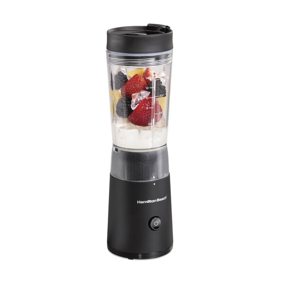 Hamilton Beach Personal Blender, 14 oz BPA-Free Jar 300W Portable Blender for Shakes and Smoothies with Leakproof Lid, Black