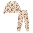 thumbnail image 4 of SCRAWLGOD Christmas Pajama Set for Women Long Sleeve Soft 2 Piece Women's Pjs Set Pullover Lounge Sleepwear Fall Crewneck Loungewear Comfy Top and Pants, Santa Claus Gingerbread Man Print, XXL, 4 of 7