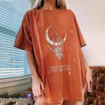 thumbnail image 1 of Puntoco Camiseta de manga corta con cuello redondo y estampado de calavera de sol y luna informal para mujer Puntoco Puntoco-6193, 1 of 1