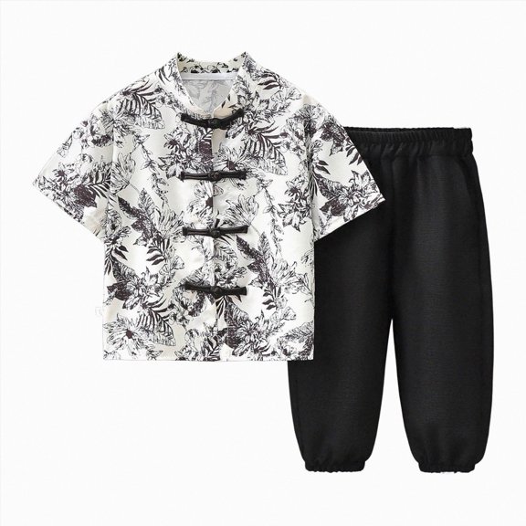 Boys 2-Piece Outfits 6-12 Months 12-24 Months 2t 3t 4t 5t 6t 7t Children Children'S Short Sleeve Set Cotton Summer New Boys Clothing Sets,Boys Cotton Summer Set(Black,7-8 Years)