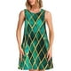 thumbnail image 1 of Easygdp Green Mosaic Glass para Vestido Transpirable de Mujer, Vestido Suelto de Manga Corta con Pliegues y Bolsillos para el Verano, 1 of 7