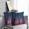 thumbnail image 6 of LALILO Throw Pillow Covers Mystical Forest Trees Fog Red Leaves Cushion Cover 18" x 18", 2 Pack, 6 of 6