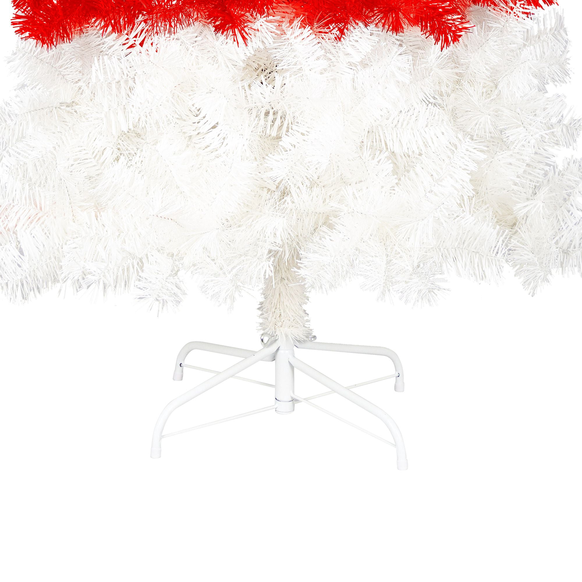 6FT Artificial Christmas Tree with LED Light, Santa's Hat Shape Artificial Whimsical Xmas Tree with 1050 Tip, Curved Xmax Tree