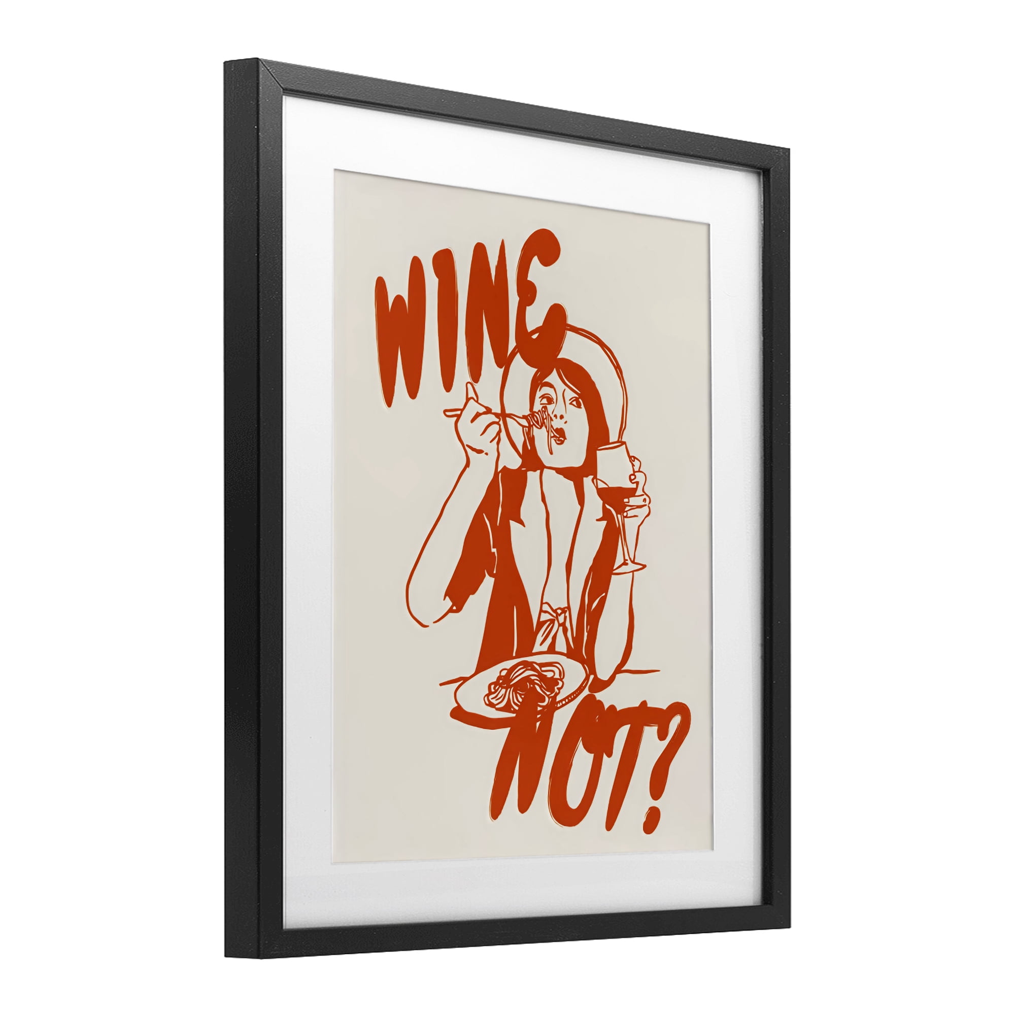 Stupell Industries Wine Not Retro Meal Time Black Framed Print Under Glass, design by The Prints Vibe