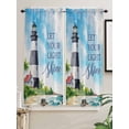 thumbnail image 2 of Bedroom Curtains 63 Inches length, Lighthouse Window Treatment Curtain Drapes, Blue Coastal Nautical Ocean Beach Palm Tree Rod Pocket Curtain Panels for Living Room Kitchen, 42"x63", 2 Panels, 2 of 7