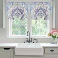 thumbnail image 4 of Blue Purple Boho Tie Up Curtains for Windows, Balloon Window Shades, Vintage Abstract Art Floral Ethnic Tribe Kitchen Window Treatments Roll Up Curtain for Basement/Nursery 52"x45", 4 of 8
