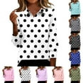 thumbnail image 5 of qucoqpe Womens Tops 2026 3/4 Sleeve Dressy Casual Lapel Shirts Trendy Polka Dots Tunic Business Work Blouses, 5 of 5