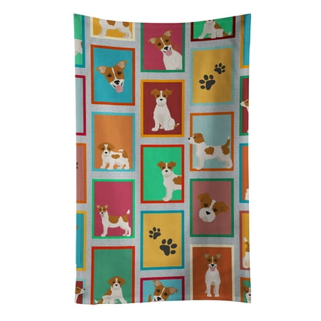 

Lots of Red and White Jack Russell Terrier Kitchen Towel 15 in x 25 in