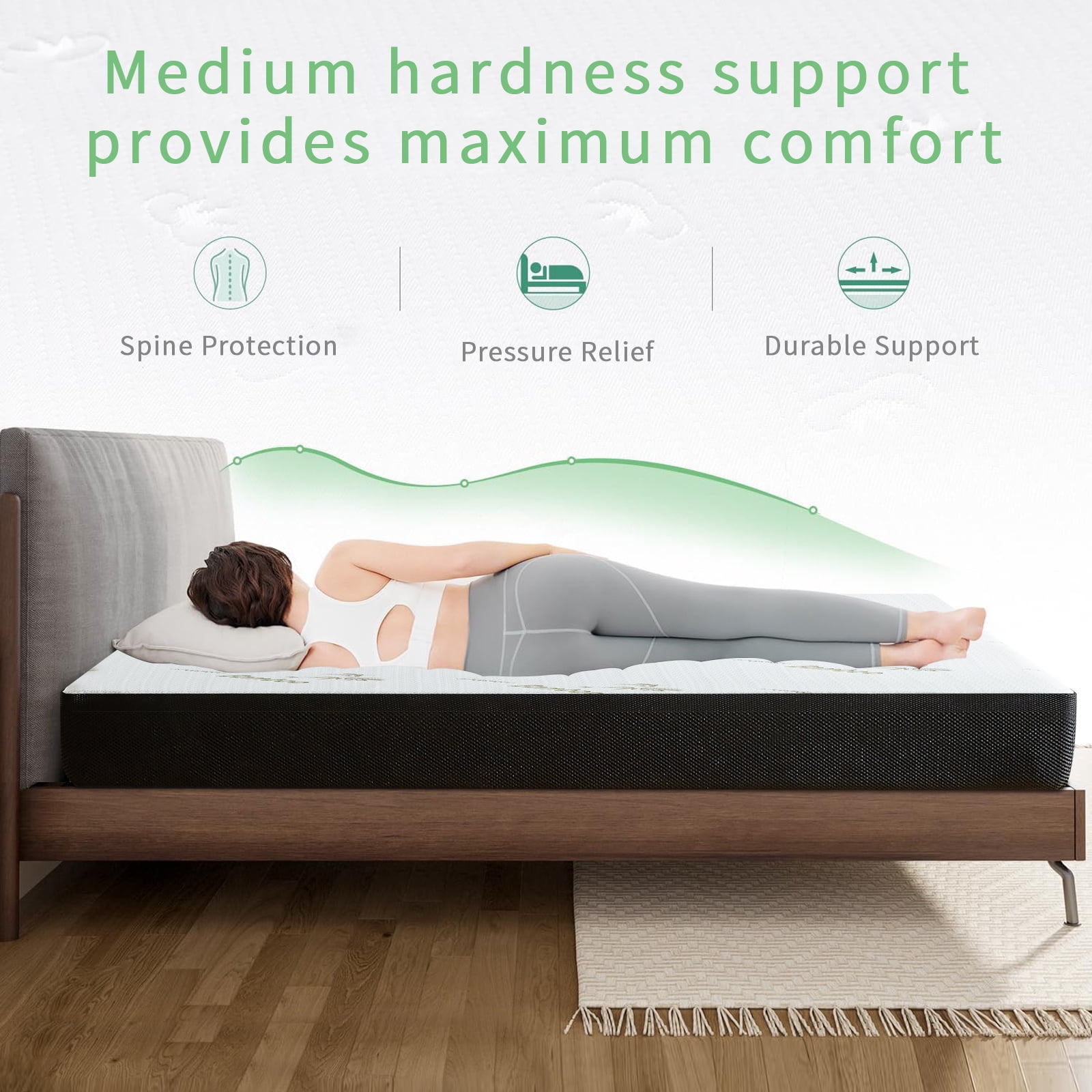 5 Inch Twin Size Waterproof Cooling Mattress Memory Foam Bamboo Cover Cooled Mattress
