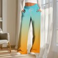 thumbnail image 4 of Cagogo Women Plus Size Wide Leg Flowy Pants with Pockets Tie Dye Casual Loungewear Long Drawstring Trousers Party Beach Vacation, Yellow 3XL, 4 of 6