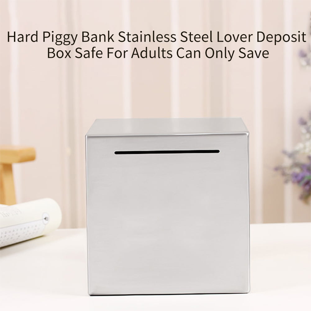 Piggy Bank Only but Cannot be Taken Out Made of Stainless Stell Difficult to Open Box Safe for Adults Can Only Save 