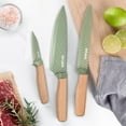 thumbnail image 5 of Kitchen Knife Set, 6 Pieces Green Professional Knife Set with Universal Knife Block, Super Sharp Knife Set with Ergonomic Handle, Non-stick Stainless Steel Knife Block Set, 5 of 8