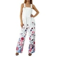 thumbnail image 3 of Franhais Women Casual Bodysuit, Floral Printed Wide Leg Sleeveless Loose Sling Long Jumpsuit, 3 of 9