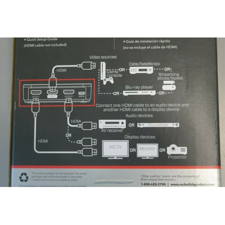 Rocketfish™ - 2-Output HDMI Splitter with 4K at 60Hz and HDR Pass-Through - Black