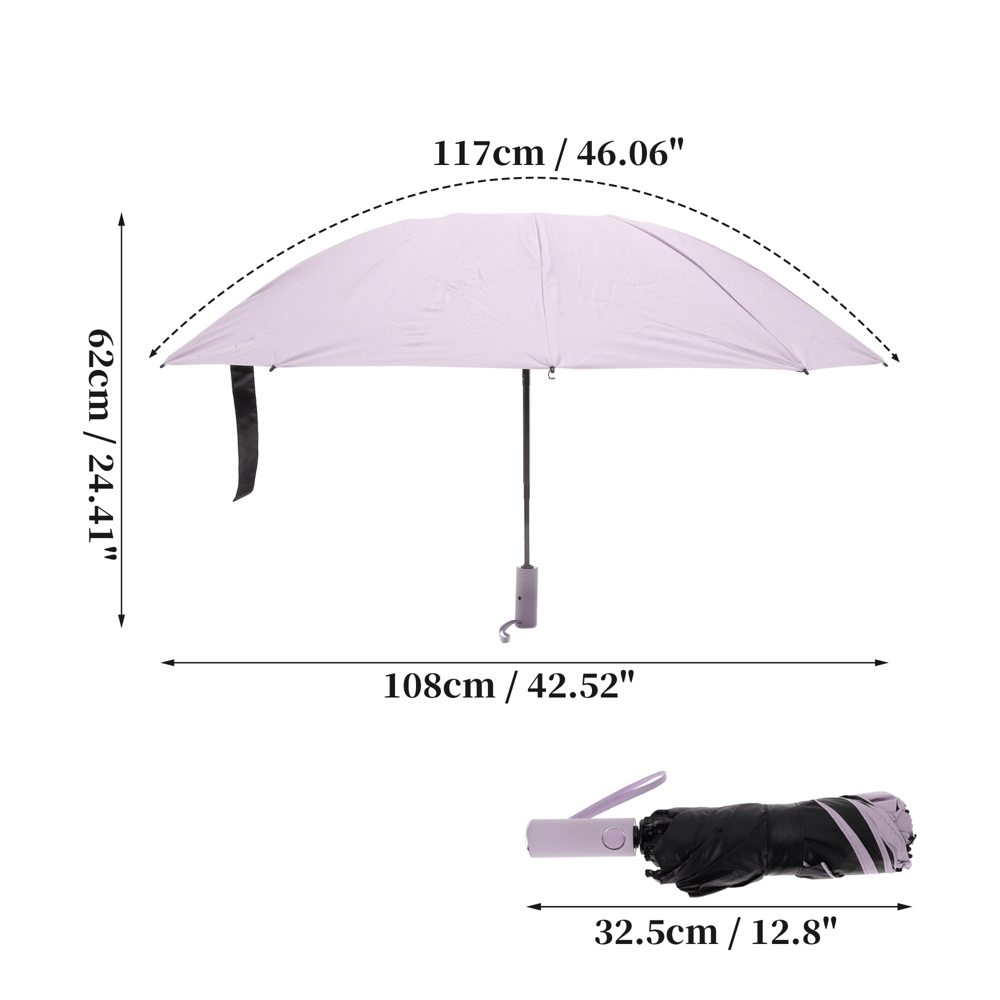 Unique Bargains Portable Windproof Folding Inverted Umbrella with Cover Pink