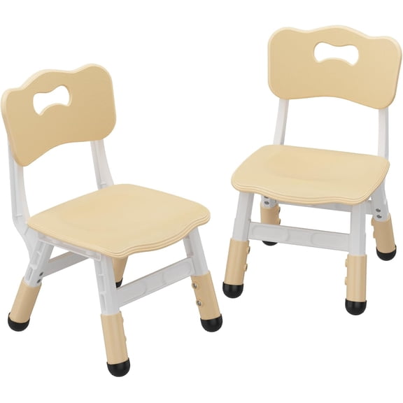 Kids Chair 2 Pack, 3 Levels Height Adjustable Kid Chair, Plastic Toddler Chairs for Children Boys Girls Age 2-6, Suitable for Indoor Use, Home, Family, Classroom, Nursery, Beige