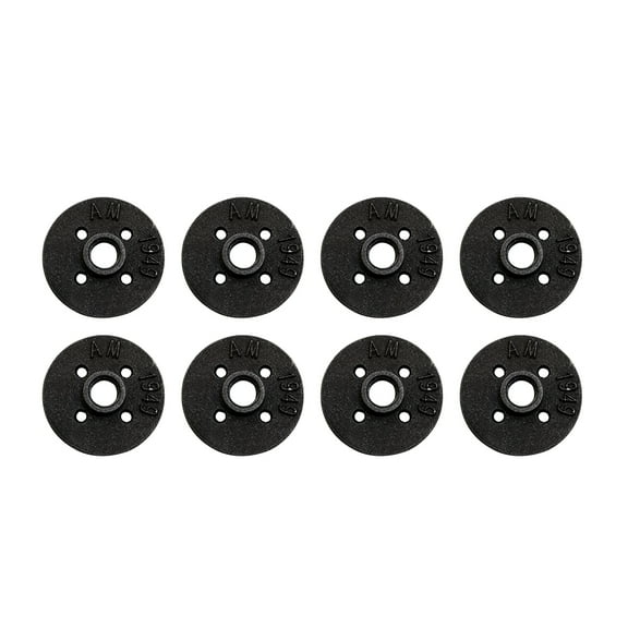 ULTNICE DIY Design Floor Flange Black 8Pcs 3.34 x 3.34 x 0.16In Malleable Iron