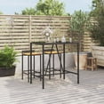 thumbnail image 1 of vidaXL Bar Table with Glass Top Black 110x70x110 cm Poly Rattan, 1 of 4