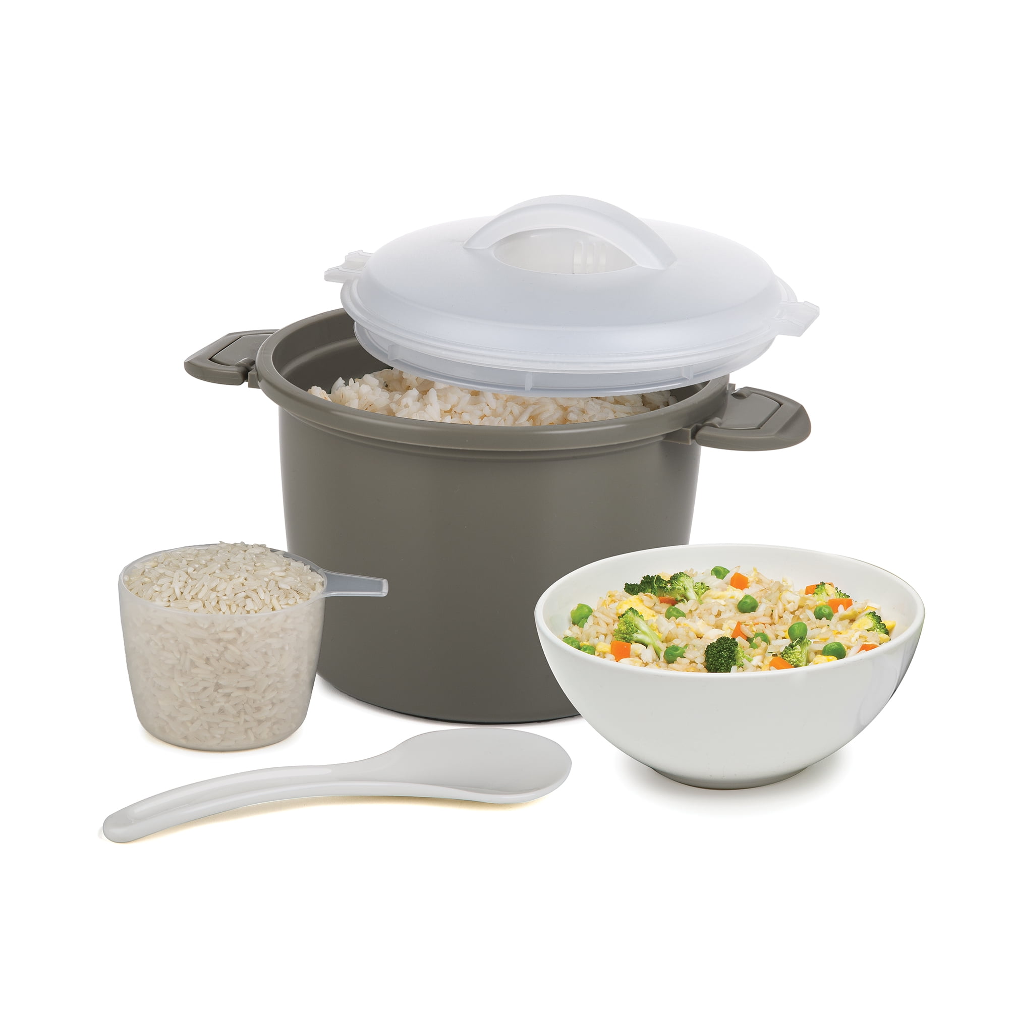Progressive Prep Solutions Microwave Rice Cooker, 4 Piece Plastic Set
