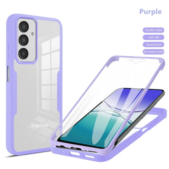 Designed for Samsung Galaxy A07 Case Full-Body Bumper Case Cover Built in Screen Protector Shockproof Transparent Back 360 Full Body Protective Case for Samsung Galaxy A07, Purple