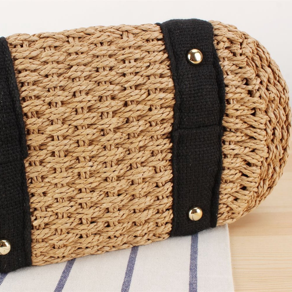 NAMZI Womens Straw Tote Bag Handbag Large Woven Capacity Top Handle Bag Summer Stylish Straw Basket Bag(Beige)