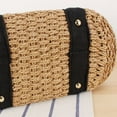 thumbnail image 5 of Zhuge Bolso de paja elegante de verano para mujer, bolso de mano tejido de gran capacidad con asa (beige), 5 of 5