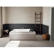 73 x 48 Whirlpool Bathtub for 2-Person with 8 Hydro Massage Jets & Chromatherapy LED Lights, 1HP UL Certified Pump, 3-Sided Apron Acrylic Soaking Tub, Left Drain, 110 Gallons, White