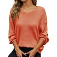 thumbnail image 1 of Arlun Womens Long Sleeve Oversized Casual Loose Fit Crewneck Waffle Knit Cozy Pullover Sweaters Plus Size Lightweight Cozy Basic Solid Color Fall Winter Sweater Tops Orange XL, 1 of 6