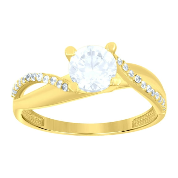 14k 14kt Yellow Gold Womens Cubic-Zirconia Engagement Ring