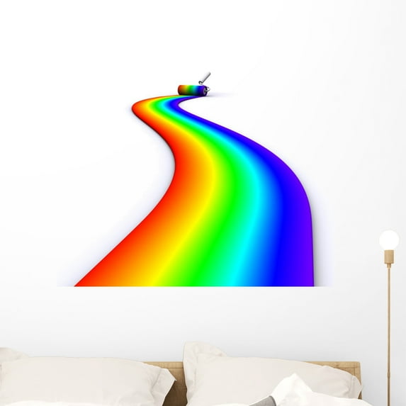 Brush Roller Paints Rainbow Wall Decal by Wallmonkeys Peel and Stick Graphic (36 in H x 36 in W) WM152929