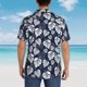 thumbnail image 4 of Fotbe White Leaves Camisa Hawaiana para Hombre Unisex – Camisa Casual de Verano con Botones de Manga Corta de Algodón y Lino,Medium, 4 of 7