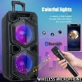 thumbnail image 6 of Lohoms Portable Bluetooth Speaker, Dual 10" Subwoofer 2" Tweeter PA Sound System Trolley, Wireless Microphone, 6 of 10