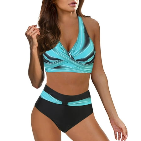 Aayomet Bikini Sets for Women Swim Top with Built in Bra Two Piece Swimsuit Sexy Push Up Bikini Vintage Beach Hawaii Swimwear (Mint Green  M)