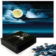 thumbnail image 3 of Ambesonne Night Jigsaw Puzzle, Clouds Full Moon Stars, Heirloom-Quality Fun Activity for Family Durable Cardboard, 1000 pcs, Black Pale Blue Eggshell, 3 of 6