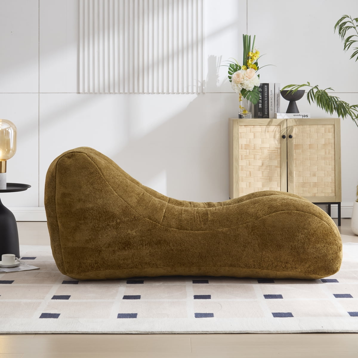 Creative Bean Bag Sofa Chair for Adults, High-Density Sponge Filled Lazy Sofa with Ergonomic Design, Soft Plush Fabric Lounge Chair for Living Room, Bedroom, Balcony