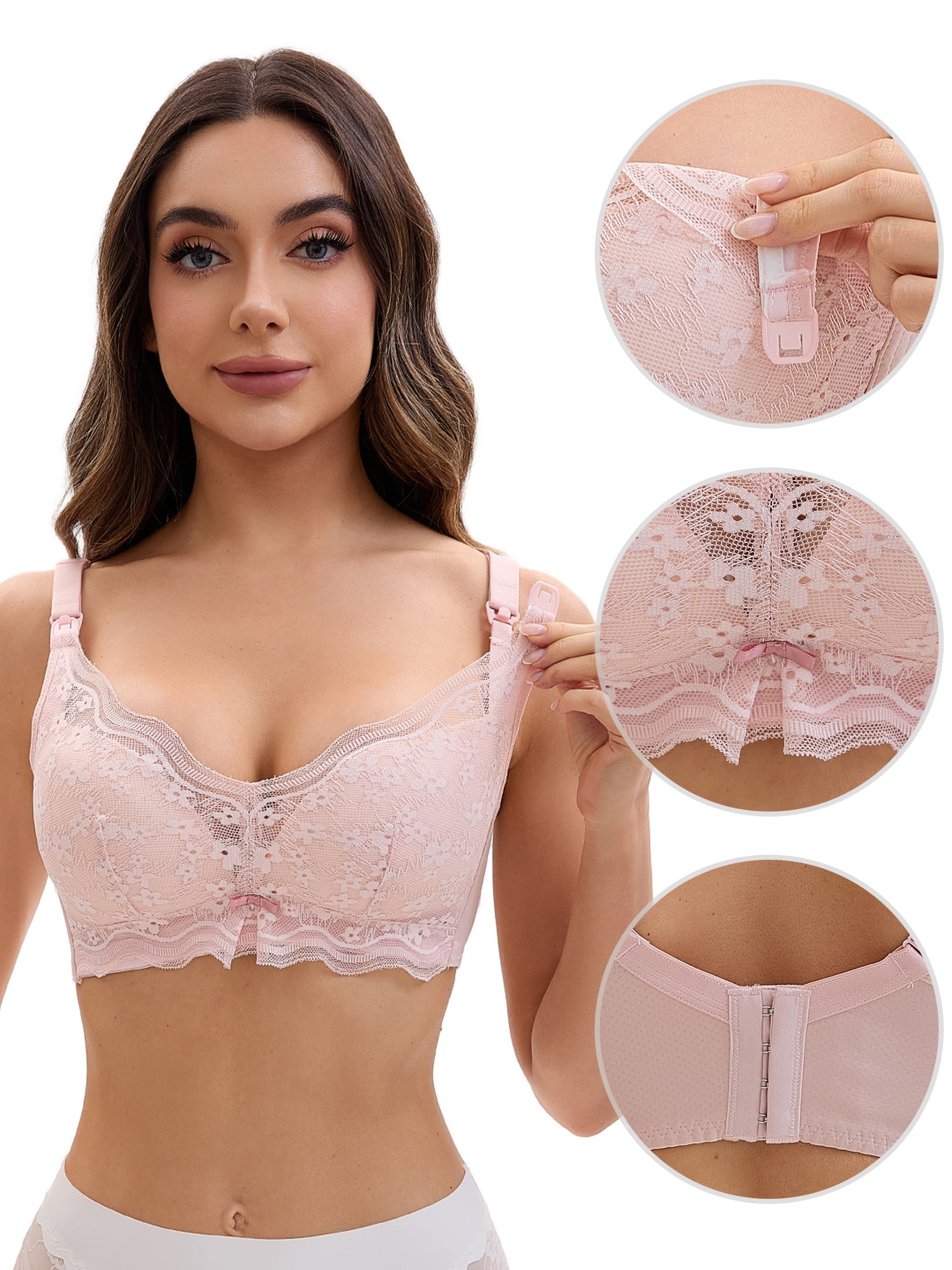 Unique Bargains Wirefree Maternity Bralette Nursing Bra C 40 Light Pink