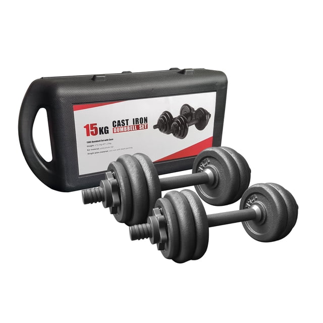 Set Par de Mancuernas Ajustables 15 Kg Tayga, con Estuche. Tayga Plata