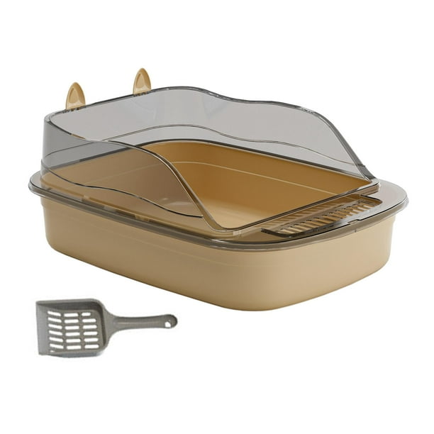 Caja de arena para gatos, 50x34x18cm, apariencia de dibujos animados, arenero para gatos, orinal para gatitos marrón Yuyangstore Bandeja de arena para gatos
